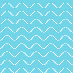 seamless pattern with waves with white and blue colors
