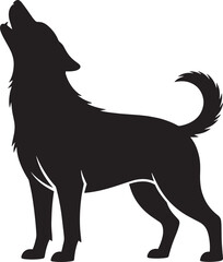 dog howling black silhouette vector, Simple silhouette Design vector icon with white background. Wild animal silhouette
