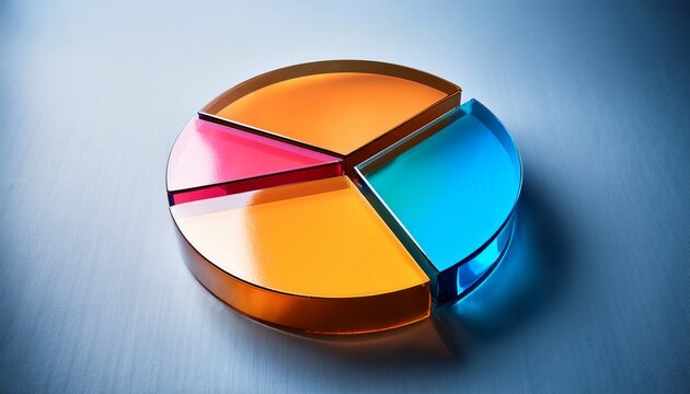 colorful pie chart with transparent slices for data visualization concept