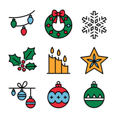 Fototapeta premium vector Happy New Year Celebrating 2025 in Latin letters , Christmas Decoration Items Santa Claus 