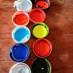 gouache paints on white background