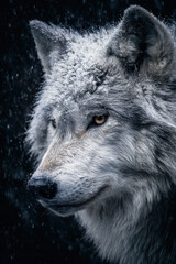 Obraz premium Wolf in Snowstorm: Dramatic Lighting