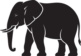 Fototapeta premium elephant black silhouette vector, Simple silhouette Design vector icon with white background. Wild animal silhouette