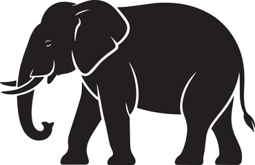 Fototapeta premium elephant black silhouette vector, Simple silhouette Design vector icon with white background. Wild animal silhouette