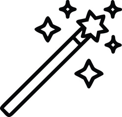 Magic wand with stars in outline style for magical kids designs
