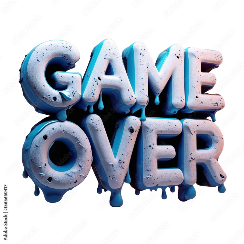 Poster game over illustration with dripping paint effect for end screen and arcade game design concept elem