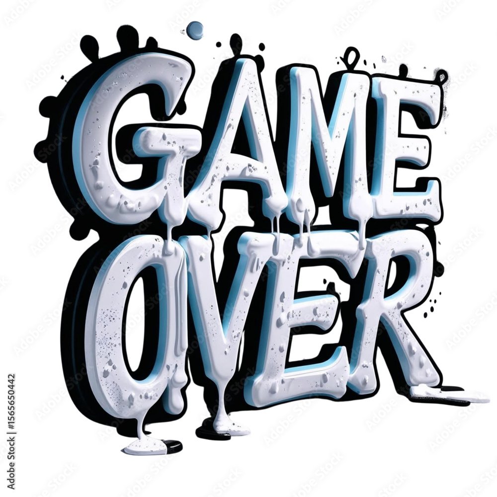 Poster stylish game over illustration with dripping effect for gaming and esports related content and desig