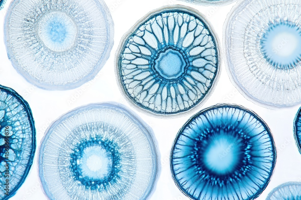 Aufkleber microscopic cross-sections of plant stems reveal intricate cellular structures and patterns.