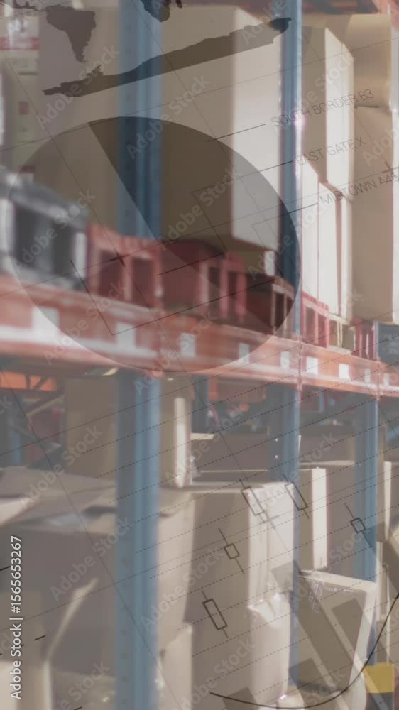 Aufkleber animation of statistics and data processing over warehouse