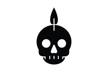skull with candle on top vector icon