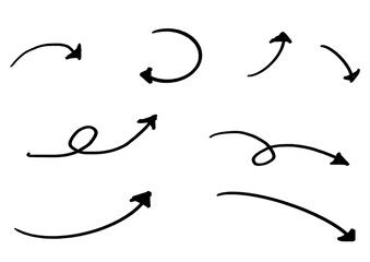 クレヨンの手書きの矢印セット　黒