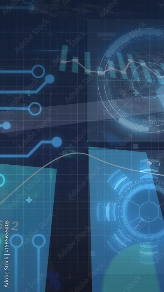 Poster animation of financial data processing over statistics