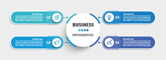 Business  infographic template with 4 options or steps. Can be used for workflow layout, diagram, annual report, web design