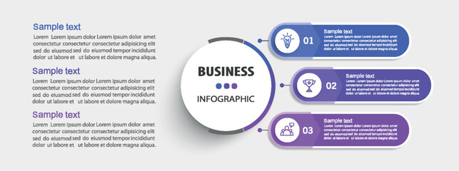Business infographic template with 3 options or steps