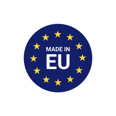 Made in European Union sticker design. European Union flag. Vector illustration.
