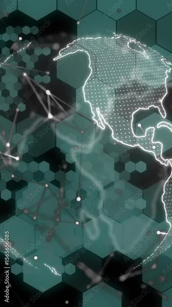 Aufkleber animation of globe, data processing over scopes scanning