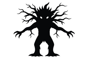 tree monster silhouette vector icon