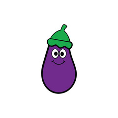 Shiny purple eggplant cartoon vegetable cutout Vector illustration