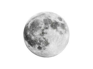 Full moon in the night sky celestial body lunar surface, Isolated On Transparent Background, Png