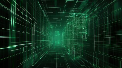 Obraz premium A digital pathway of glowing lines and squares.