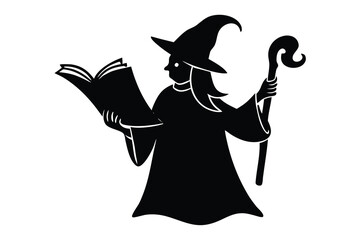 witch with open scroll vector icon