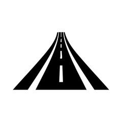 Minimal black icon of a highway stretching into the distance, representing a journey, freedom, or future possibilities.
