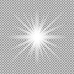 Glowing light effect on transparent background.