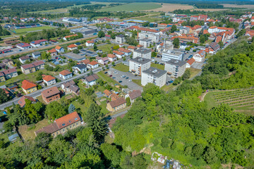 Lendava townscape from hill in Sovenia.