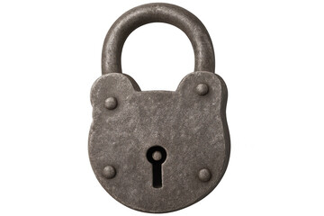 Rusty padlock lying on transparent surface, conveying security concept with aged metallic patina and worn surface details