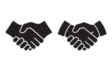 Two Black Silhouettes of Handshakes Simple Agreement Icons deal partnership