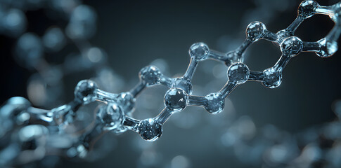 Chain of amino acid or bio molecules called protein - 3d illustration