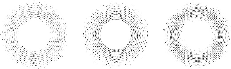 Grunge Halftone Circle Vector Set for Retro Poster, Label and Graphic Design Backgrounds