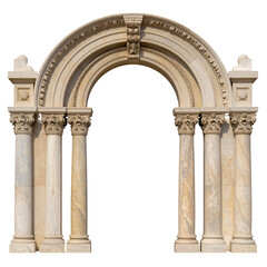 Obraz premium A Beautiful Marble Arch with Pillars, isolated on a white background 