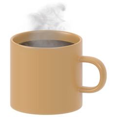 Coffee 3d render icon in cartoon plastic style minimal isolated on transparent white background	

