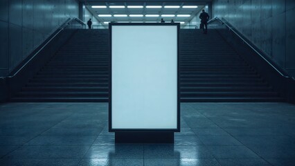 Blank Illuminated Billboard in Subway Station – Underground Advertising Mockup