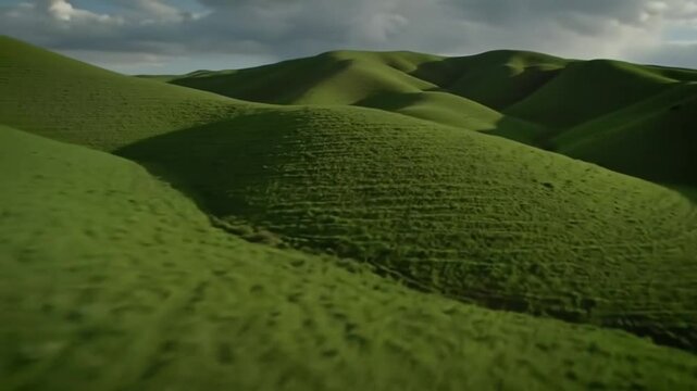 Rolling Green Hills Under A Dramatic Cloudy Sky Background