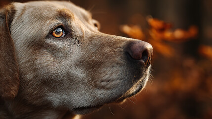 This stunning portrait captures the serene expression of a Labrador Retriever, showcasing its beautiful features and gentle nature.