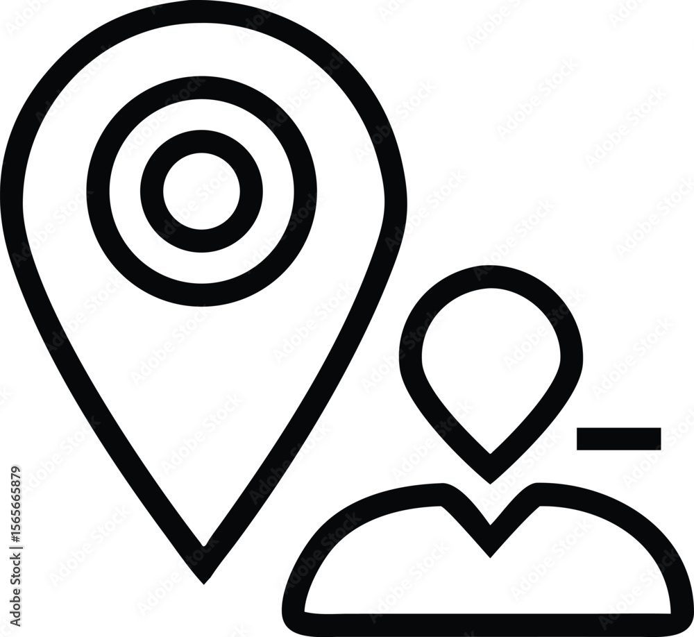 Poster remove user from location, map pointer line icon for design