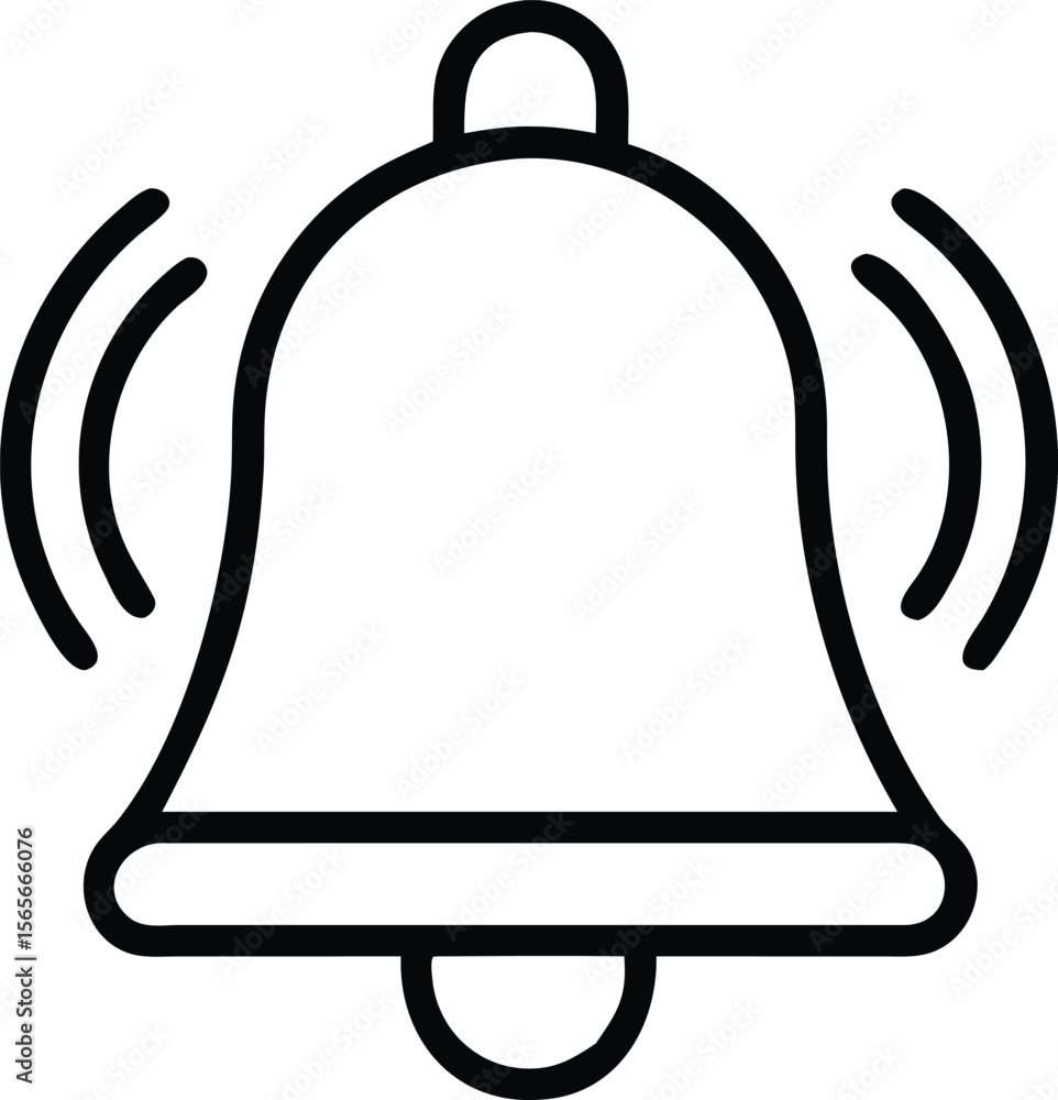 Poster ringing notification bell illustration in outline style for ui and design