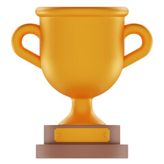 Trophy Emoji 3d render icon in cartoon plastic style minimal isolated on transparent white...