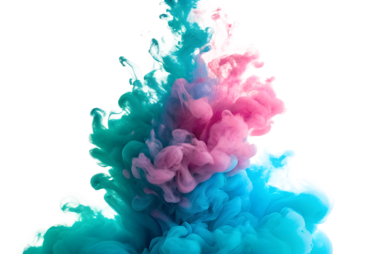 Abstract Swirling Colors Teal, Pink, and Blue Ink in Water