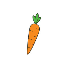Colorful cartoon carrot with green leaves aesthetic Vector illustration
