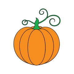 Creative pumpkin with curly vines and vibrant orange Vector illustration