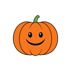 Cartoon orange pumpkin smiling halloween design Vector illustration
