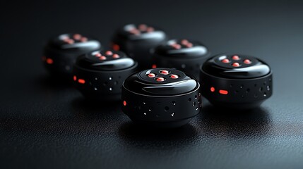 Futuristic Black Robots AI Technology Concept