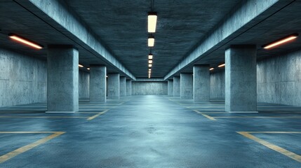 Obraz premium Empty underground parking garage interior view.