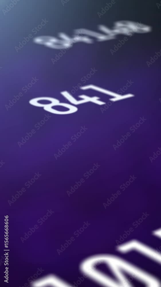 Aufkleber digital animation of multiple changing numbers against spots of light on purple background