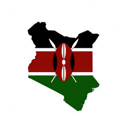 Kenya map with Kenyan flag design isolated on transparent PNG background, ideal for educational projects, patriotic visuals, travel graphics, and professional digital or design use