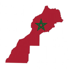 Morocco map with Moroccan flag design isolated on transparent PNG background, perfect for educational use, patriotic content, travel visuals, and professional digital or graphic design projects