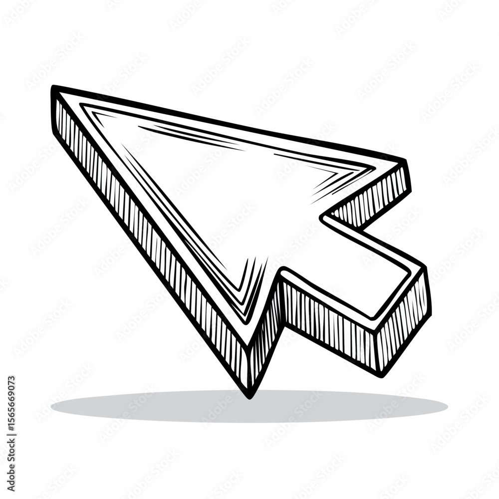 Poster graphic hand-drawn arrow cursor icon for clicking selection and direction